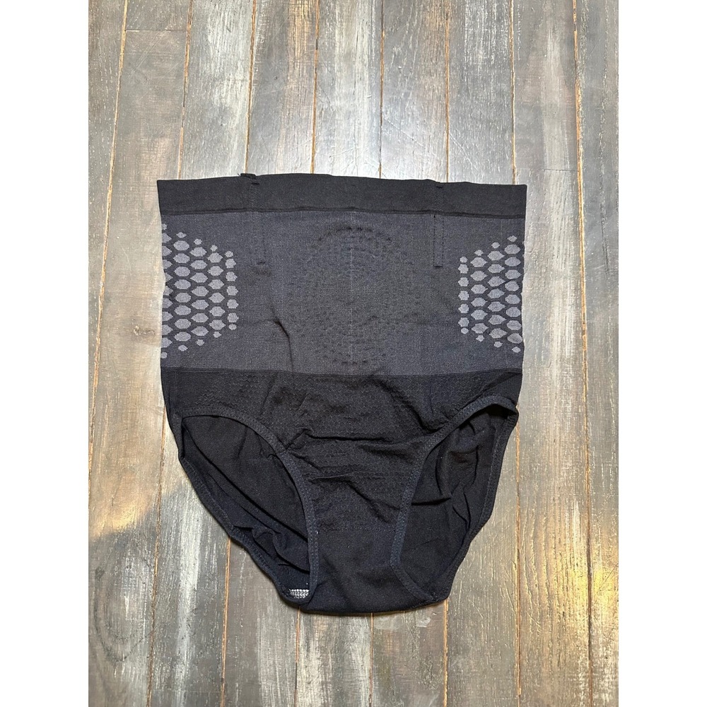 Womens High Waisted Tummy Control Shapewear Panties Black Honeycomb Compression